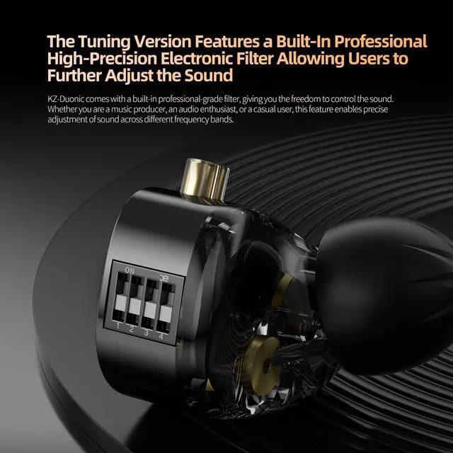 Alt view image 3 of 7 - Duonic in-Ear Monitor, Planar Magnetic + Dynamic Dual Driver IEM | Switch for Tuning, N52 Triple Magnets Planar Drive, HiFi Deep Bass Headphones Comfort-fit Noise Isolating IEM for Musician