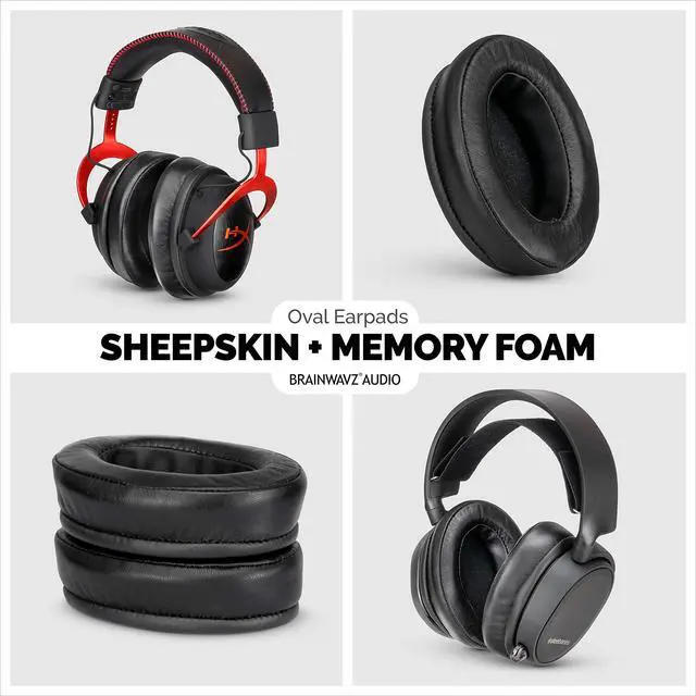 Alt view image 7 of 7 - Sheepskin Ear Pads for ATH M50X, M50XBT, M40X, HyperX, SHURE, Turtle Beach, AKG, ATH, Philips, JBL, Fostex Replacement Memory Foam Earpads & Fits Many Headphones (See List), Leather Oval