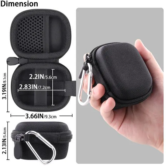 Alt view image 6 of 7 - Hard Case for Beats Powerbeats Fit with Carabiner Clip, Black | Travel Storage, Space For Earbuds And Accessories, Soft Lining, Protective Exterior