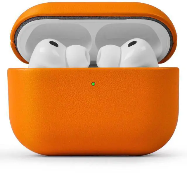 Main image of for AirPods Pro 3 (2025) 100% Genuine Leather Case,Full-Grain Leather Cover Case,Handmade Top,Shockproof Protective,Wireless Charging,for AirPods Pro 3rd Gen (Orange, No Rope)