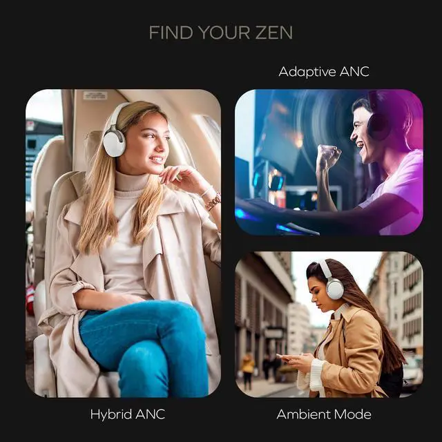 Alt view image 5 of 6 - Zen Hybrid SXFI Wireless Overear ANC Headphones with Super X-Fi | ANC Headphones, Super X-Fi, Low Latency, Noise Cancellation, Wireless, Over-Ear, Black