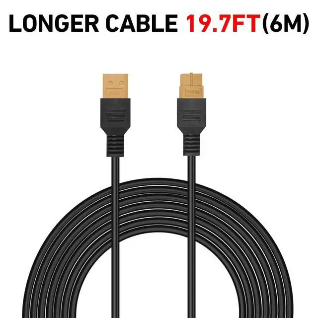Alt view image 2 of 7 - XT60 Extension Cable, 19.7 ft, Male-to-Female, 12V/24V | Soft silicone copper cable, 19.7 ft (6 m), with male and female XT60 connectors; for solar panels and power stations