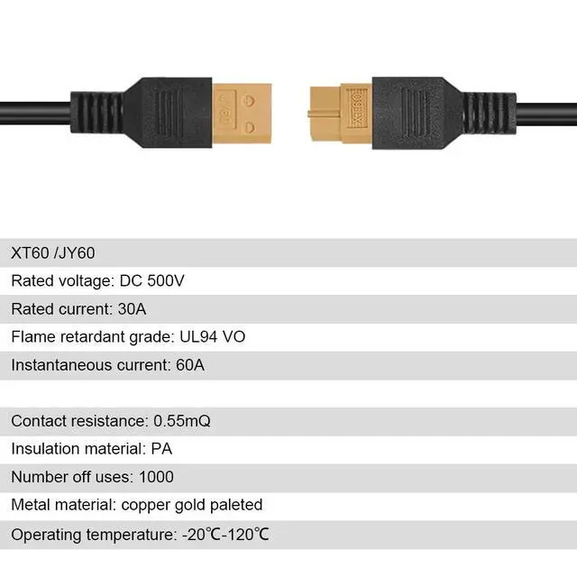 Alt view image 5 of 7 - XT60 Extension Cable, 19.7 ft, Male-to-Female, 12V/24V | Soft silicone copper cable, 19.7 ft (6 m), with male and female XT60 connectors; for solar panels and power stations