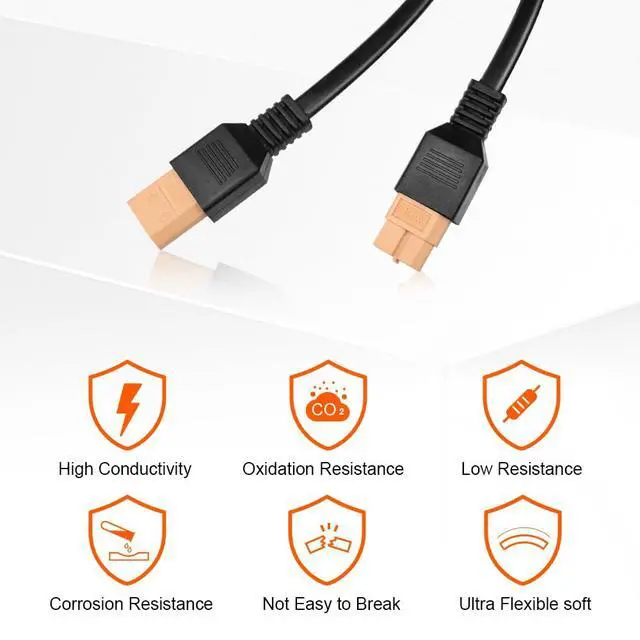 Alt view image 4 of 7 - XT60 Extension Cable, 19.7 ft, Male-to-Female, 12V/24V | Soft silicone copper cable, 19.7 ft (6 m), with male and female XT60 connectors; for solar panels and power stations