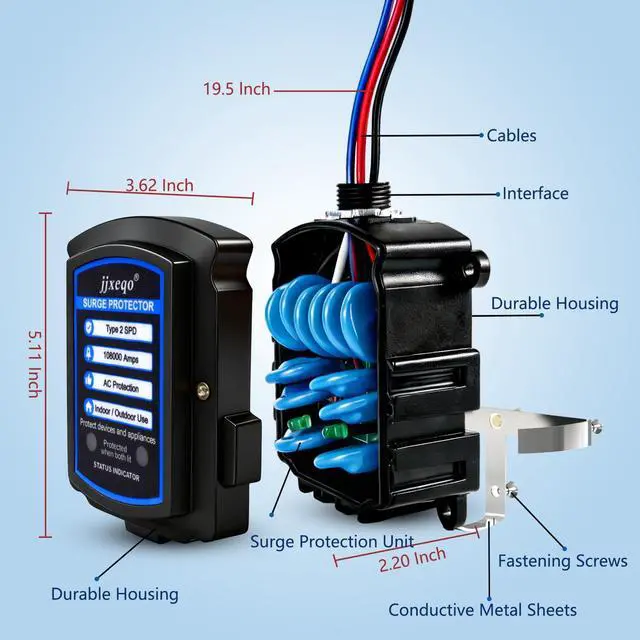 Alt view image 2 of 7 - SPD2ULTRA108S Whole House Surge Protector for 108,000 Amp Type2 SPD | Whole Home Surge Protector Indoor/Outdoor Universal,Ultimate Surge Protection 120/240V SPD Type 2 Surge Protective Device