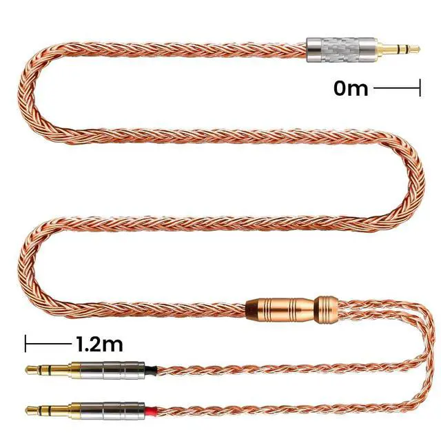 Alt view image 2 of 6 - XIUSHAOT Replacement Cable for Hifiman SUNDARA Ananda,Upgrade Cable for Hifiman HE4XX/HE-400i/HE560/HE-350/HE1000 Headphone 2.5mm/3.5mm/4.4mm to Dual 3.5mm (Copper, 3.5mm 3 Poles)