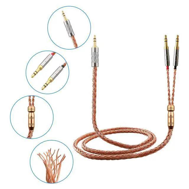 Alt view image 6 of 6 - XIUSHAOT Replacement Cable for Hifiman SUNDARA Ananda,Upgrade Cable for Hifiman HE4XX/HE-400i/HE560/HE-350/HE1000 Headphone 2.5mm/3.5mm/4.4mm to Dual 3.5mm (Copper, 3.5mm 3 Poles)