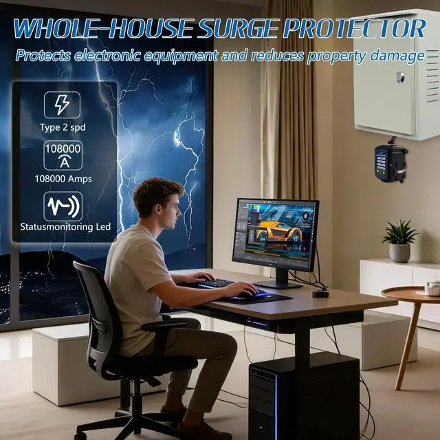 Alt view image 6 of 7 - SPD2ULTRA108S Whole House Surge Protector for 108,000 Amp Type2 SPD | Whole Home Surge Protector Indoor/Outdoor Universal,Ultimate Surge Protection 120/240V SPD Type 2 Surge Protective Device