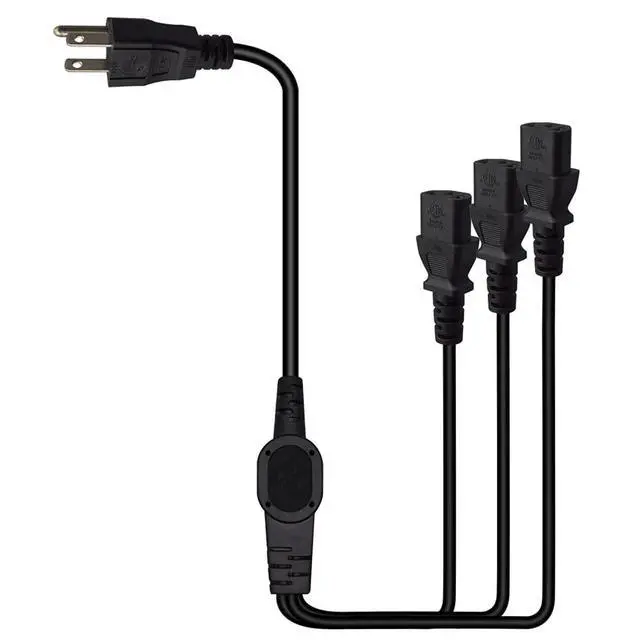 Alt view image 6 of 7 - Computer Power Splitter Cord, NEMA 5-15P to 3X C13 - C13 Y-Cable, Power Cord Y Splitter Cable - Power 3 Monitors at Once (10ft/3m, 5-15P to 3XC13)