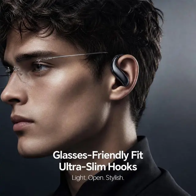 Alt view image 2 of 7 - Semi Open Over Ear Earbuds Wireless Bluetooth Semi Open Ear Headphones Air Conduction Earbuds with Over-Ear Hooks Open Ear Buds Out of Ear Headphones