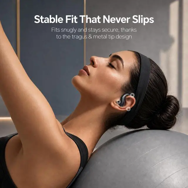Alt view image 6 of 7 - Semi Open Over Ear Earbuds Wireless Bluetooth Semi Open Ear Headphones Air Conduction Earbuds with Over-Ear Hooks Open Ear Buds Out of Ear Headphones