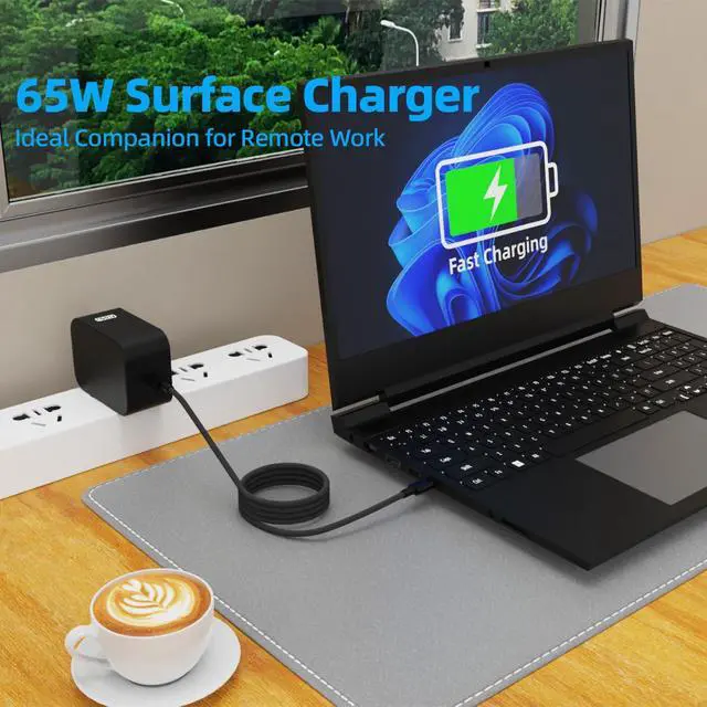 Alt view image 5 of 7 - 65W USB C Surface Pro Laptop Charger for Windows Microsoft Surface Pro 12" Copilot + PC, Surface Pro 13"Surface Laptop 13" Snapdragon X Elite,Surface Go,Surface Pro 9/10/X/11/12 PD 3.0 Power Adapter