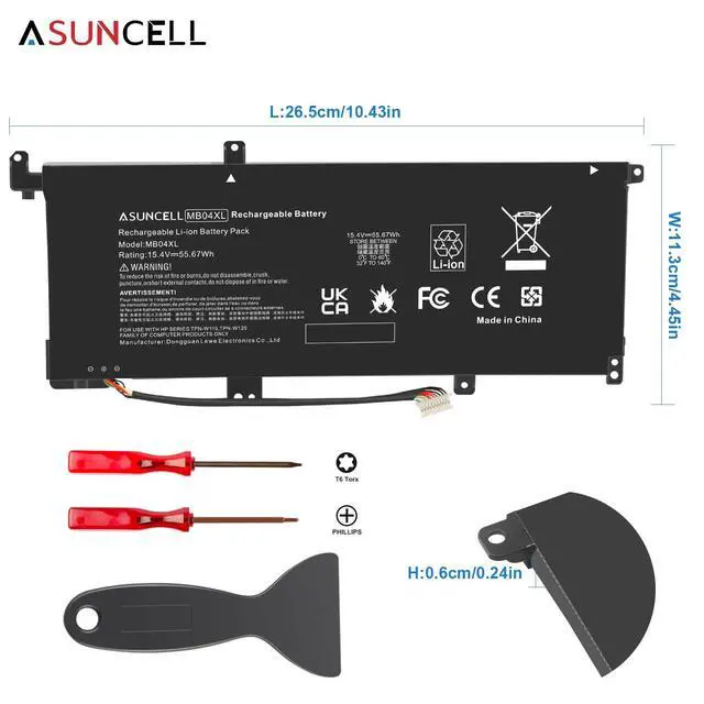 Alt view image 5 of 7 - MB04XL Battery for HP Envy X360 M6-AQ105DX M6-AQ103DX M6-AQ005DX M6-AQ003DX M6-AR004DX 15-AQ273CL 15-AQ100NX 15-AQ267CL 15-AQ015NR 15-AQ173CL 15T-AQ100 15T-AQ200 844204-850 843538-541,55.67Wh
