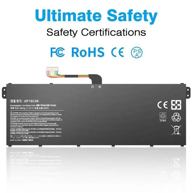 Alt view image 4 of 6 - AP18C4K Laptop Battery Compatible with Aspire 5 A515-43 A515-43G A515-44 A515-44G Spin 3 SP314-54N SP314-54N-54XS A515-43G-R05T A515-43G-R1SJ A514-52G-521W A515-44G-R26L A515-43-R057
