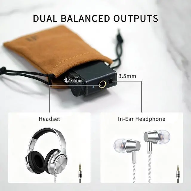 Alt view image 2 of 7 - GO blu Air Portable Bluetooth DAC Headphone Ampler | Bluetooth 5.2, aptX Adaptive & LDAC, 4.4mm & 3.5mm Headphone Outputs, Hi-Res Audio