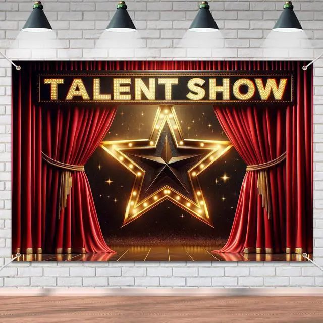 Main image of Talent Show Backdrop Banner Starlight Stage Theme Background Decor for Boys Girls Performance Magic Shows Talent Party Birthday Party Favors Decorations Supplies 72x43in