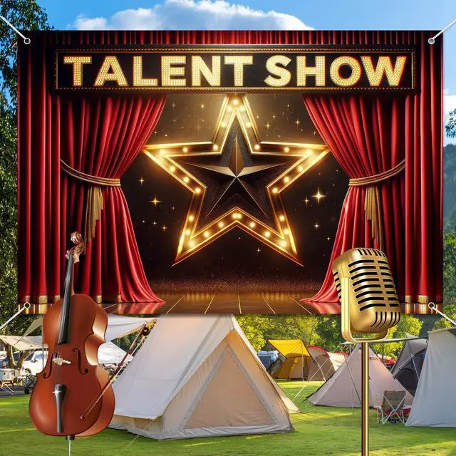 Alt view image 2 of 7 - Talent Show Backdrop Banner Starlight Stage Theme Background Decor for Boys Girls Performance Magic Shows Talent Party Birthday Party Favors Decorations Supplies 72x43in