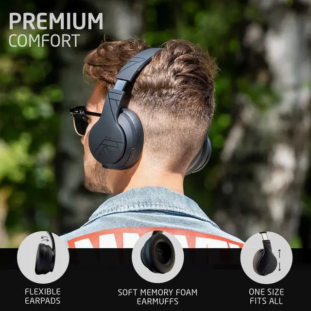 Alt view image 2 of 7 - Wireless Bluetooth Headphones, Over Ear Headphones with Microphone, 50H Playtime, HiFi Stereo Sound, Deep Bass, Soft Earmuffs, Foldable Lightweight Headphones for Travel/PC/Cell Phone