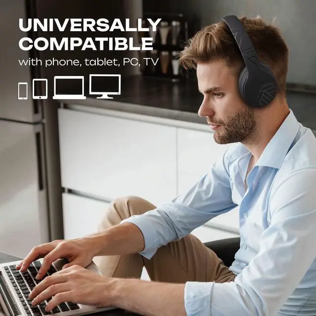 Alt view image 3 of 7 - Wireless Bluetooth Headphones, Over Ear Headphones with Microphone, 50H Playtime, HiFi Stereo Sound, Deep Bass, Soft Earmuffs, Foldable Lightweight Headphones for Travel/PC/Cell Phone