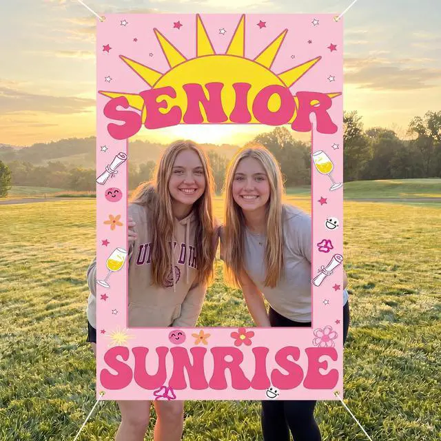 Main image of Senior Sunrise Photo Props Senior 2027 Photo Frame 2027,Square | Lightweight Polyester, Printed Bright Color, 39 x 71 Inch, First Day of School, Photo Booth Backdrop, Welcome Party Supplies