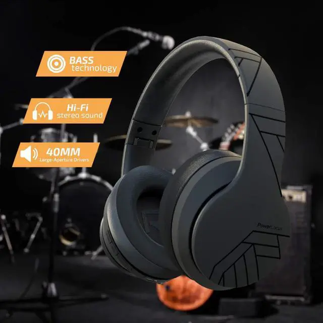 Alt view image 5 of 7 - Wireless Bluetooth Headphones, Over Ear Headphones with Microphone, 50H Playtime, HiFi Stereo Sound, Deep Bass, Soft Earmuffs, Foldable Lightweight Headphones for Travel/PC/Cell Phone