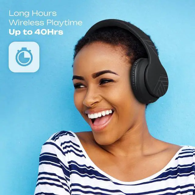 Alt view image 4 of 7 - Wireless Bluetooth Headphones, Over Ear Headphones with Microphone, 50H Playtime, HiFi Stereo Sound, Deep Bass, Soft Earmuffs, Foldable Lightweight Headphones for Travel/PC/Cell Phone