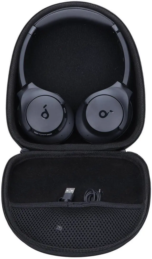 Alt view image 2 of 7 - Hard Carry Case Compatible with Anker Soundcore Life Q20 Q30 Q35 Q40 Q45 Q20+ Q20i / Soundcore Space 2 Hybrid Active Noise Cancelling Headphones (Black Case)