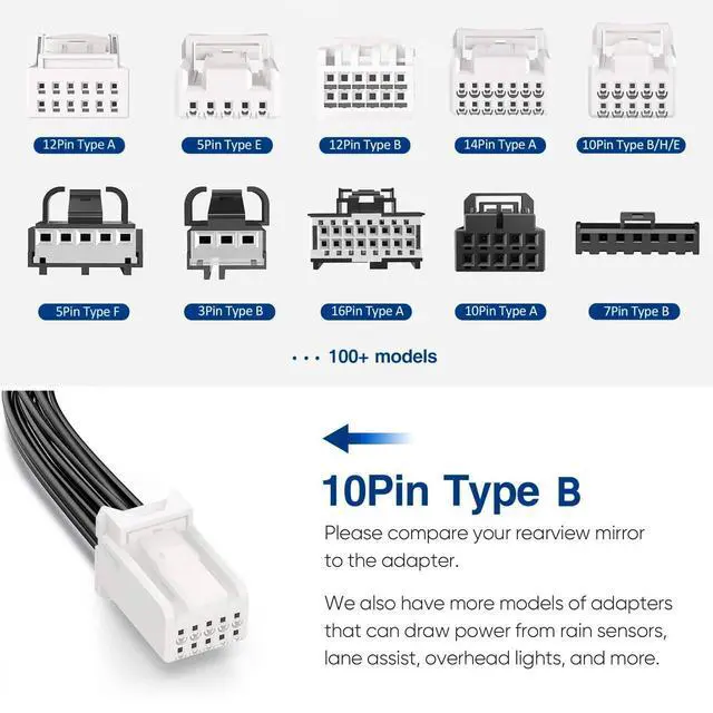 Alt view image 5 of 7 - DashCam Power Adapter,(10P TypeB) Compatible with Select Toyota and Lexus | for Toyota (Corolla, Highlander, RAV4, Tacoma, Tundra, 4Runner) and Lexus (IS, ES, RX, NX, LS) with Auto-Dimming Mirror