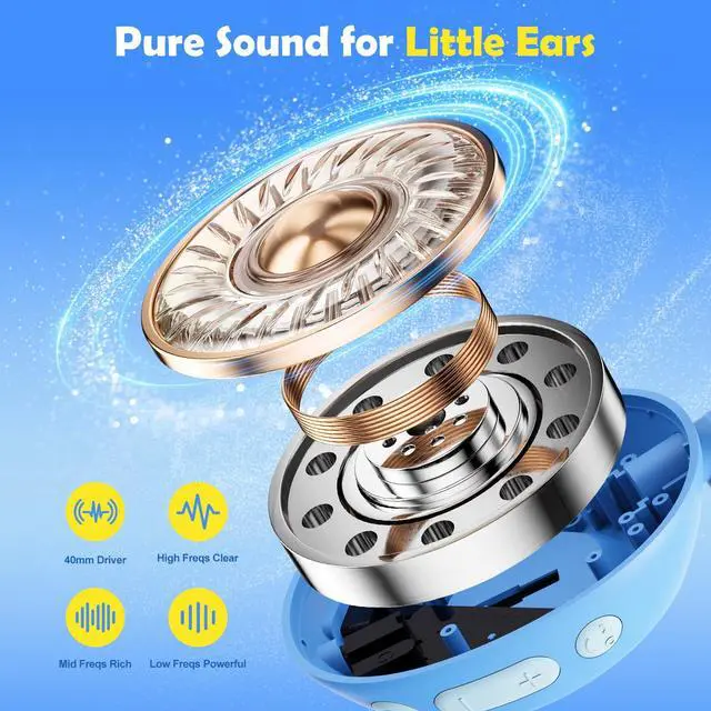 Alt view image 6 of 7 - Nova1Star Active Noise Cancelling Headphones for Kids, 70H Play Time,Bluetooth6.0,3-Level Volume 75/85/94dB,ANC Safe Wireless Listen, Fast Charging,with Mic,for School,Travel & Airplane