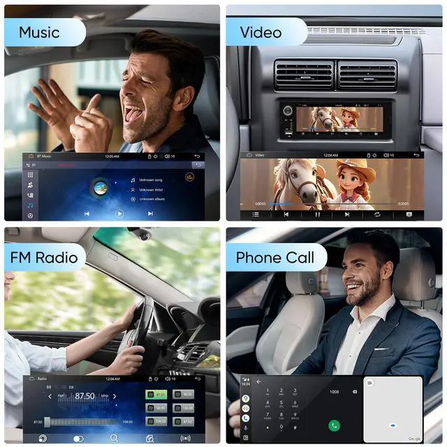 Alt view image 4 of 7 - 6.36-Inch Single Din Touchscreen Car Stereo - Linux System Single Din Wired/Wireless Carplay Android Auto,1080P HD GPS Navigation Handsfree Calling, SWC/FM/BT