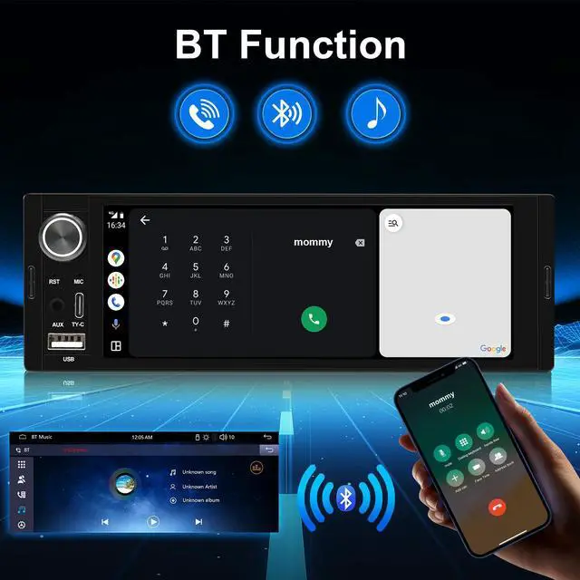 Alt view image 5 of 7 - 6.36-Inch Single Din Touchscreen Car Stereo - Linux System Single Din Wired/Wireless Carplay Android Auto,1080P HD GPS Navigation Handsfree Calling, SWC/FM/BT