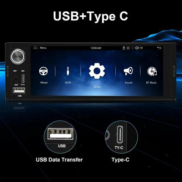 Alt view image 7 of 7 - 6.36-Inch Single Din Touchscreen Car Stereo - Linux System Single Din Wired/Wireless Carplay Android Auto,1080P HD GPS Navigation Handsfree Calling, SWC/FM/BT