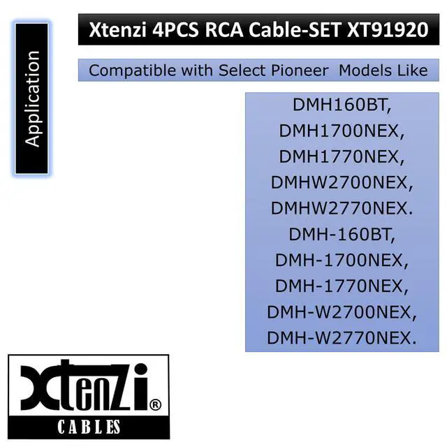 Alt view image 6 of 7 - 4PCS Set XT91920 RCA Cord Assembly Harness Car Audio Video Compatible with Pioneer DMH160BT, DMH1700NEX, DMH1770NEX, DMHW2700NEX, DMHW2770NEX