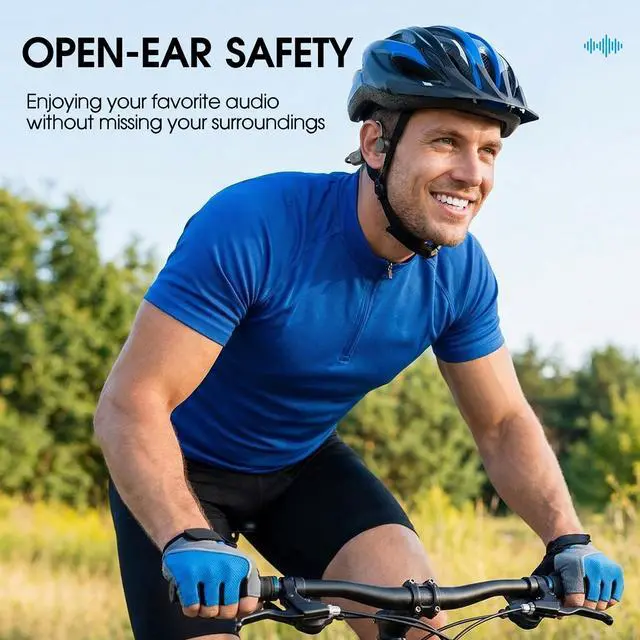 Alt view image 3 of 7 - Bone Conduction Headphones - Bluetooth 5.4 Open Ear Wireless Headset, 12Hr Battery Life, IPX5 Waterproof - for Sports, Running, Hiking, Cycling - Includes Earplugs