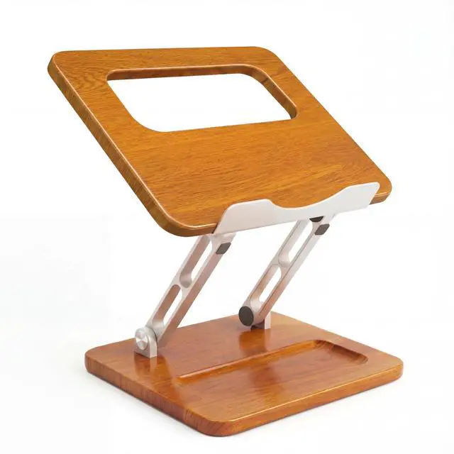 Main image of Adjustable Laptop Desk Stand Wood with Storage Slot | Ergonomic Foldable Computer Riser Ventilated Cooling Design, Fit all 10-17 Inch Laptops & Tablets