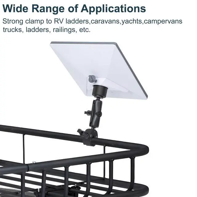 Alt view image 6 of 7 - Mount Kit for Starlink Mini, Universally Adjustable Angle Clamp Mount, Pole Clamp for RV/Pole/Yacht/Camper, Compatible New and Old Version Pipe Adapter