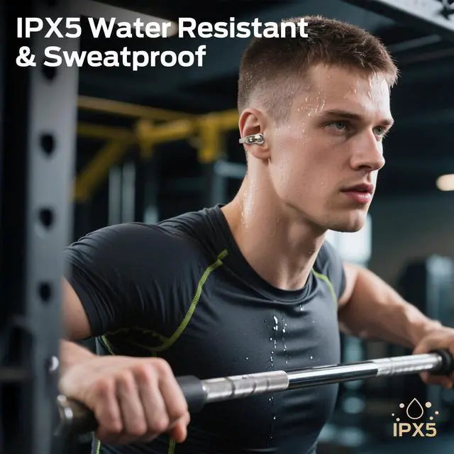 Alt view image 7 of 7 - Open Ear AC228 Headphones, Clip-On Earbuds, Adaptive Comfort, Immersive Audio, Bluetooth 6.0 Open Ear Earbuds with 30H Playtime, IPX5 Water Resistant - White