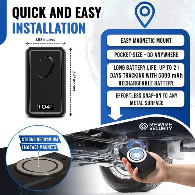 Alt view image 2 of 7 - 104N 4G Magnetic GPS Tracker for Vehicle | Easy Mount | Fits with Car, Truck, Van & Motorbike | Live Tracking | Up to 21-Day Battery Life | Low Cost Subscription Plans | Free Trial