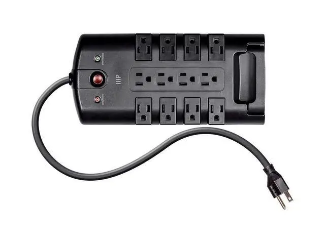 Alt view image 4 of 5 - 12 Outlet Rotating Power Strip Surge Protector Block -10 Feet Heavy Duty Cord, UL Rated, 4320 Joules, 330 Volts Clamping Voltage, With Grounded And Protected Light Indicator - Black