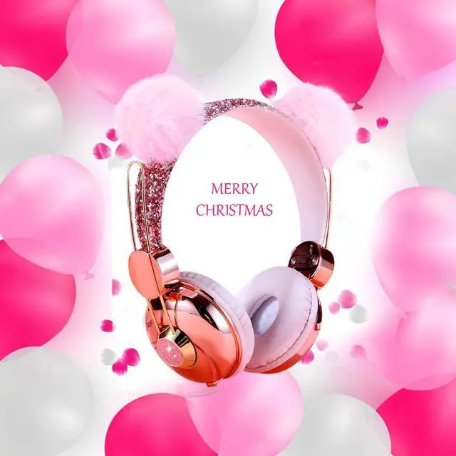 Alt view image 5 of 6 - Kids Headphones for Girls, Cute Bear Ear Headphones with Microphone, 3.5mm Jack Wired Girls Headphones for School/Travel/iPad/Tablet (Pink)