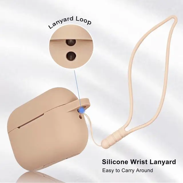 Alt view image 4 of 7 - Compatible with Airpods Pro 2nd Generation Case Cover 2022, Soft Silicone Protective Cover with Bracelet Keychain for Apple Airpods Pro 2 Case for Women (Milk Tea)