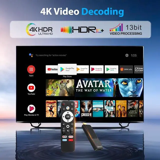 Alt view image 2 of 7 - Android TV Stick 14.0, 2025 4K TV Stick 2GB RAM 16GB ROM Ultra HD RK3518 CPU Supports 2.4G/5G Wi-Fi Bluetooth 5.0 USB HDR10 with Bluetooth Voice Remote Control - White X88 PROT1