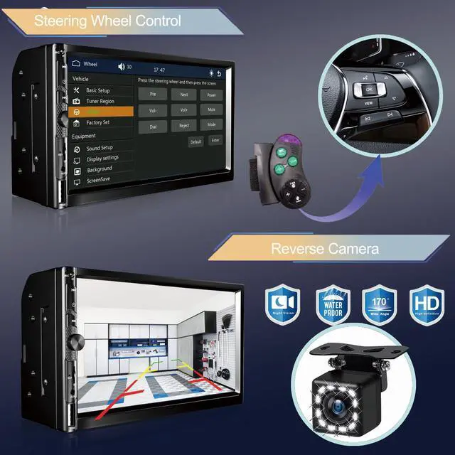Alt view image 5 of 7 - 7 Inch Car Stereo with Wireless Apple CarPlay,Double Din Car Radio | Androdi Auto,Bluetooth 5.2,IPS 1024*600 Display,FM Radio, Backup Camera,Online Navigation,178*100mm,Car Audio Receivers
