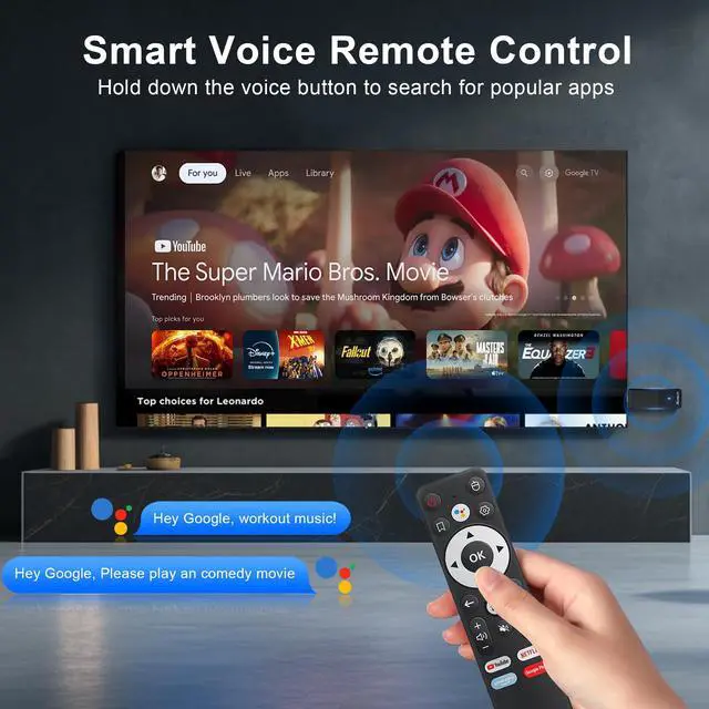 Alt view image 5 of 7 - Android TV Stick 14.0, 2025 4K TV Stick 2GB RAM 16GB ROM Ultra HD RK3518 CPU Supports 2.4G/5G Wi-Fi Bluetooth 5.0 USB HDR10 with Bluetooth Voice Remote Control - White X88 PROT1