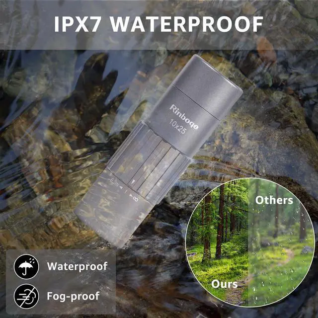 Alt view image 6 of 7 - 10x25 Monocular Telescope, Mini Pocket Small Size Compact Handheld Portable Lightweight ED Glass HD Optics BAK-4 Roof Prism High Powered Waterproof for Adults Camping Hiking Travel Bird Watching