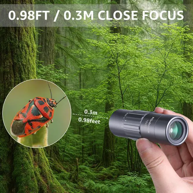 Alt view image 7 of 7 - 10x25 Monocular Telescope, Mini Pocket Small Size Compact Handheld Portable Lightweight ED Glass HD Optics BAK-4 Roof Prism High Powered Waterproof for Adults Camping Hiking Travel Bird Watching