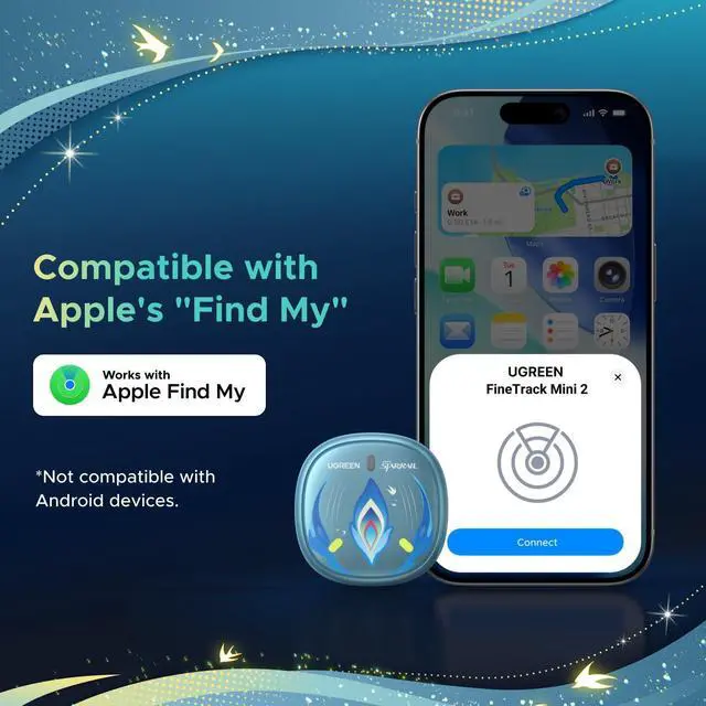 Alt view image 3 of 7 - FineTrack Mini2 Tracker Tags (iOS Only) | Bluetooth Tracker Compatible with Apple Find My, Item Finder for Keys & Luggage,Honkai Star Rail Yao Guang Edition