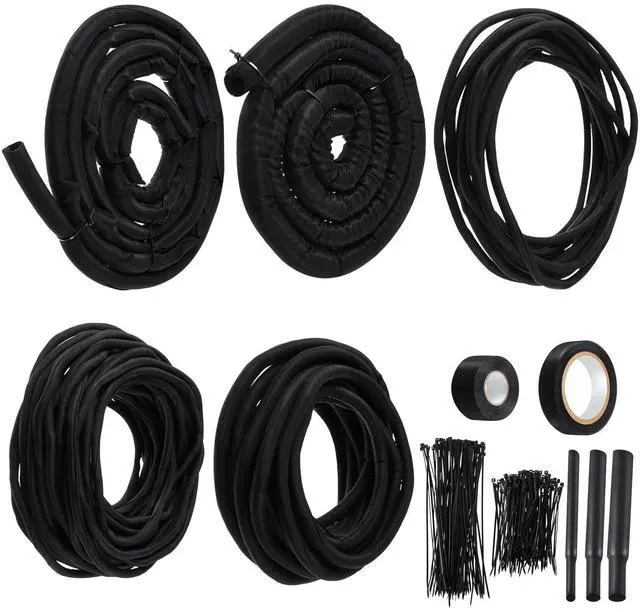 Main image of Wire Loom Sleeve Kit with Heat Shrink Tubing, Tape & Ties Complete Vehicle Hose Protection(Loom Split Sleeve Kit,Multiple Sizes)