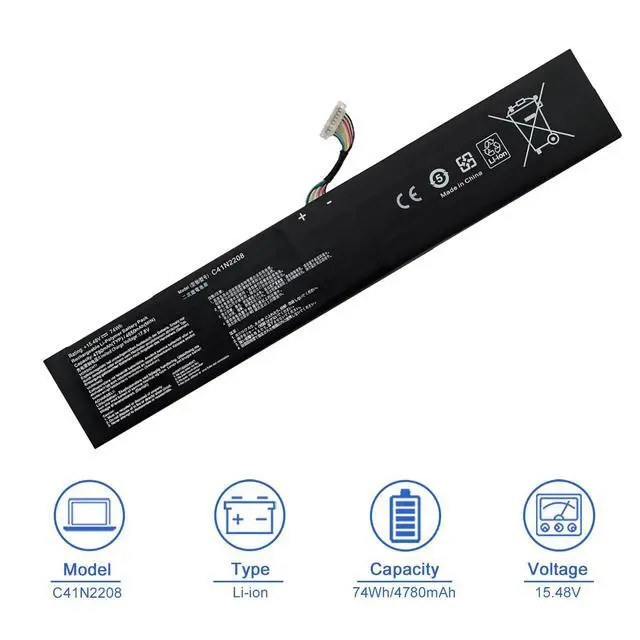Alt view image 2 of 6 - C41N2208 74Wh Laptop Battery Compatible with ASUS ROG Ally RC71L PC71L NR2301L (2023) Gaming Handheld Series RC71L-NH001W RC71L-NH002W RC71L-NH005W RC71L-NH019W 15.48V