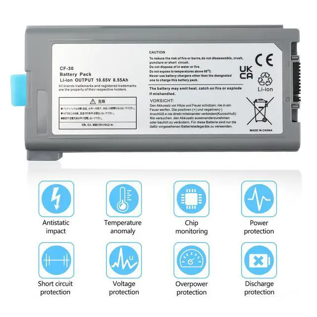 Alt view image 3 of 7 - CF-30 9cell CF-VZSU46 New Laptop Battery for Panasonic Toughbook | for Cf-31 Cf-53 MK1/MK2/MK3/MK4 CF-VZSU46S CF-VZSU46U CF-VZSU46R CF-VZSU46AU CF-VZSU71U CF-VZSU72U 10.65V 8.55Ah